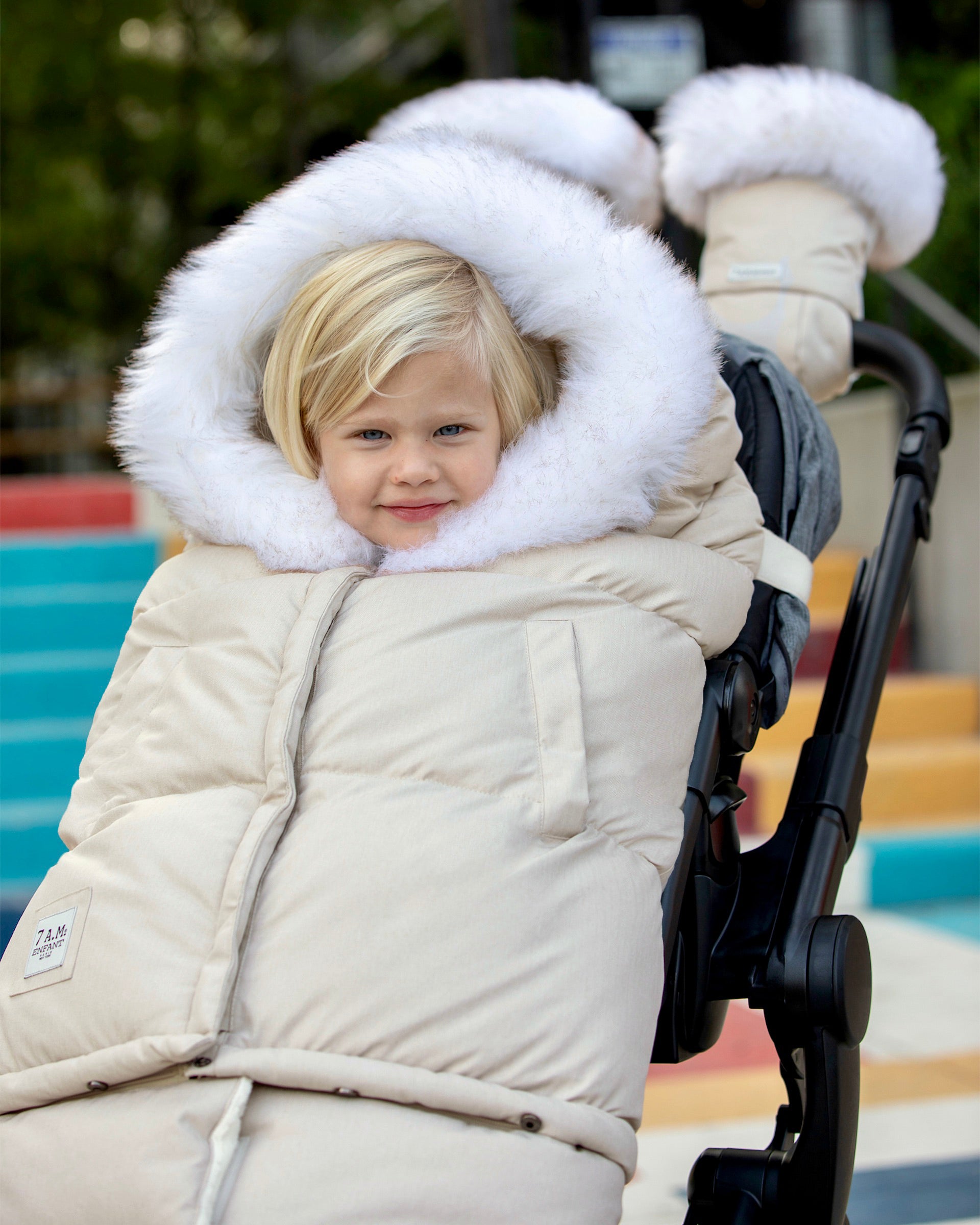 Heather Beige White Faux Fur//