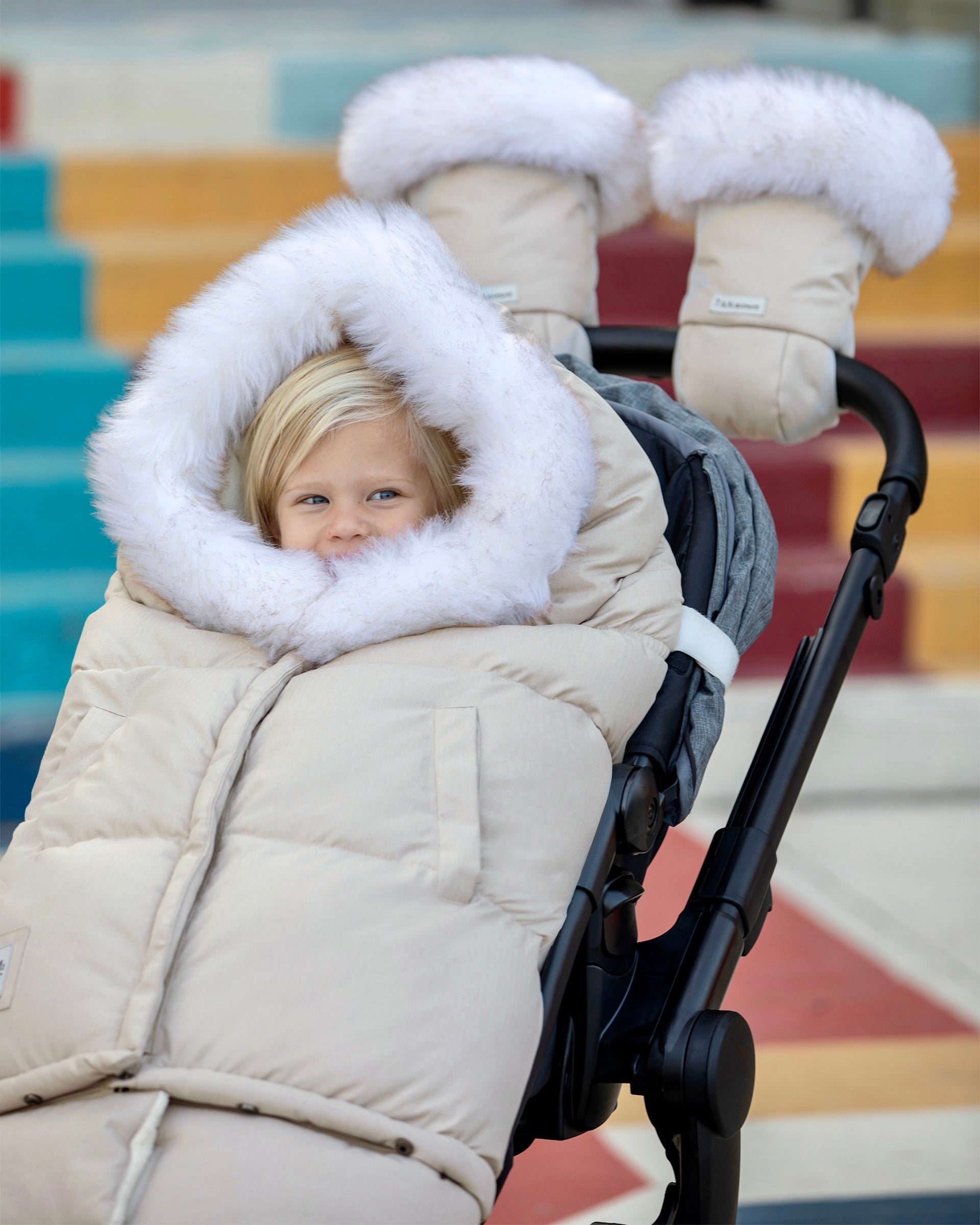 Heather Beige White Faux Fur//