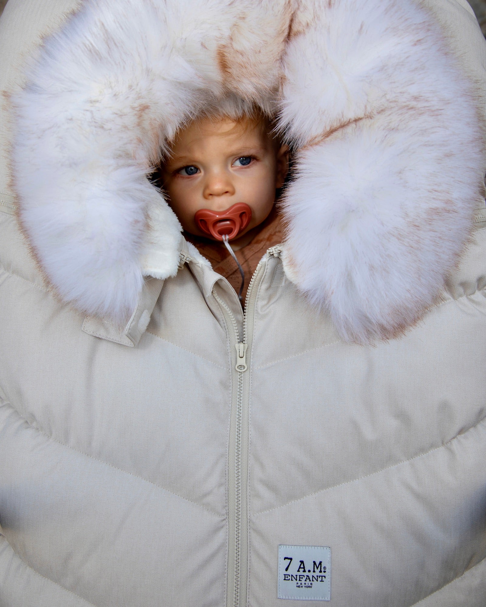 Heather Beige White Faux Fur//